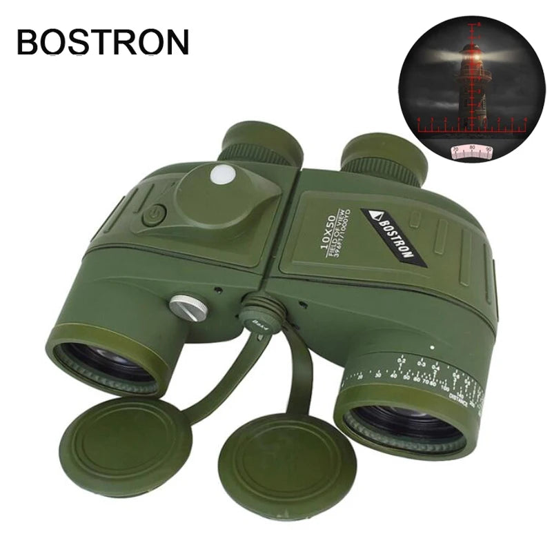 Binoculars 10x50 Marine Military Telescope Adults Waterproof With Rangefinder Compass BAK4 Prism HD Bird Watching For Hunting-EXPROTAS