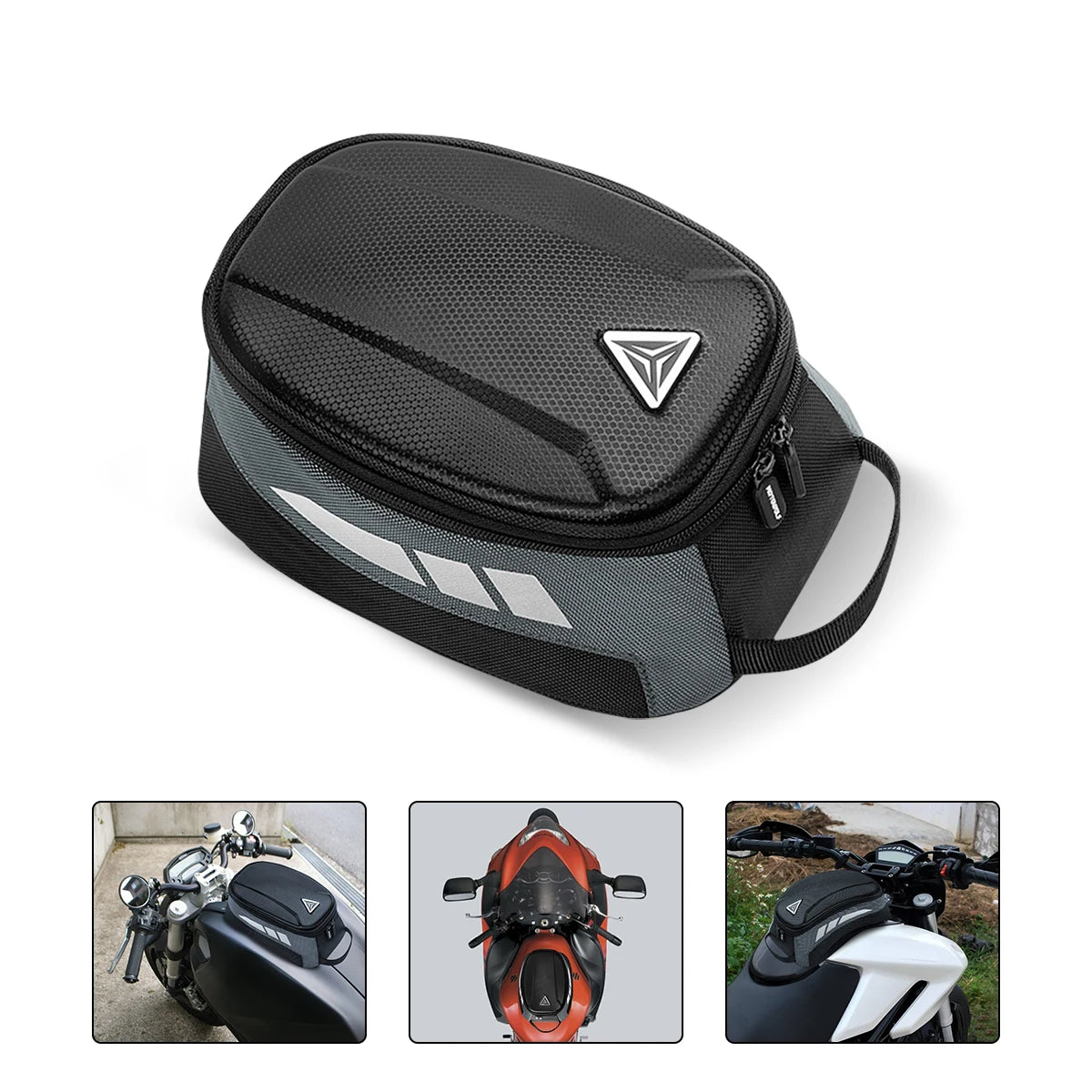 Magnetic Motorcycle Tank Bag EVA Hard Shell Motorbike Fuel Oil Tank Bag 4.5L Portable Card Phone Tool Bag Universal  Black-EXPROTAS