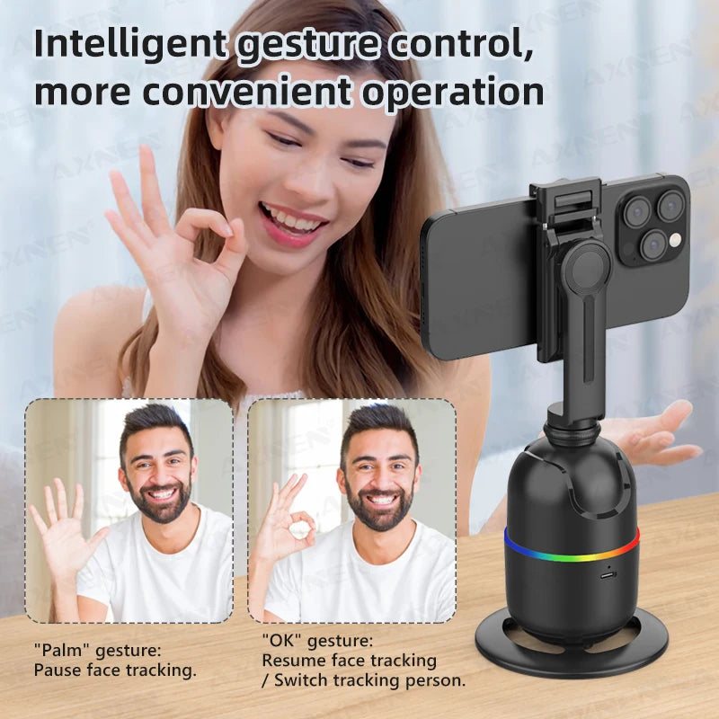 Smart Auto Face Tracking AI Gimbal for Smartphone & Action Camera 360° Vlog Kit w/ Tripod