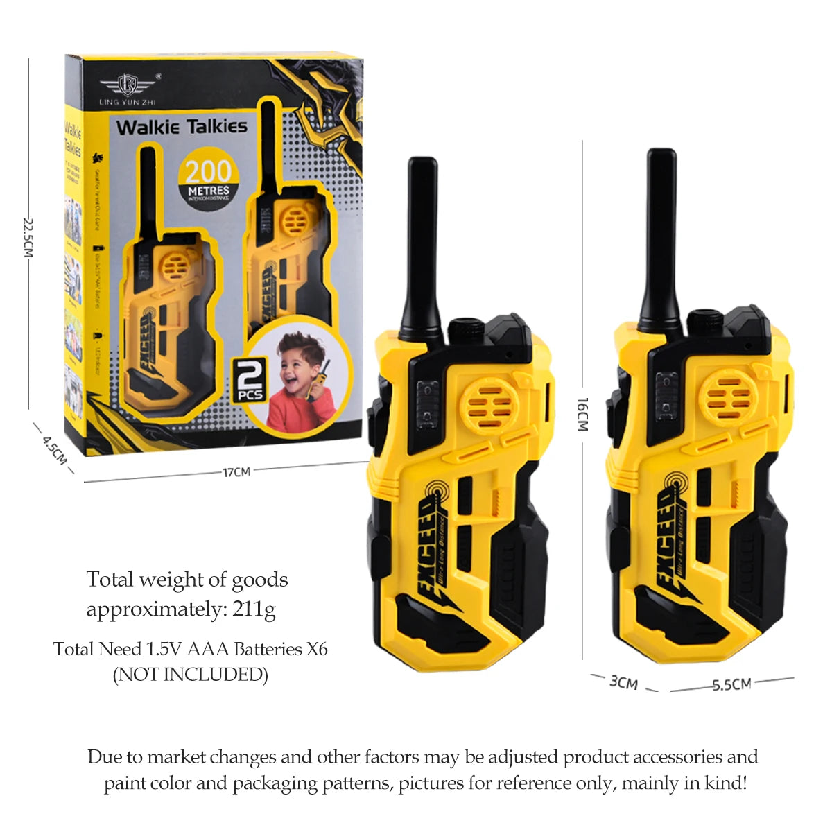 Long Range Talkies 2Pcs Walkie Radios for Kids Outdoor Camping Toys