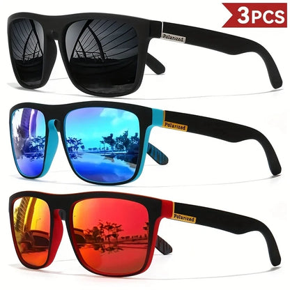 3PCS Polarized Square Sunglasses Men Women Fashion Outdoor Sport Travel