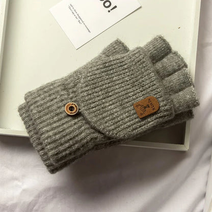 Knitted Fingerless Gloves Winter Warm Thermal Mittens for Men Women