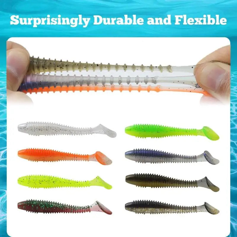 15PC Soft Fishing Lures with Jig Head Hook for Freshwater & Saltwater Bait