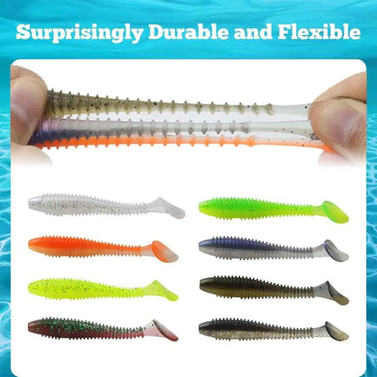 15PC Soft Fishing Lures with Jig Head Hook for Freshwater & Saltwater Bait