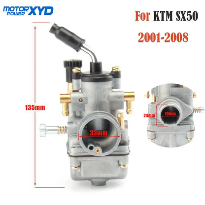19mm Carburetor for KTM SX50 50cc Junior Dirt Pit Bike, SX 50 50SX Parts 2001-2008