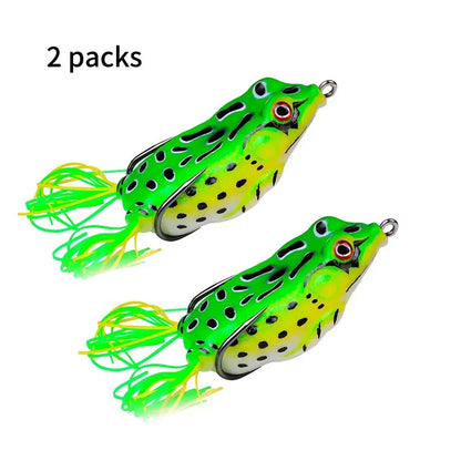 2Pcs Frog Lures Fishing Hook Soft Tube Baits Plastic Top Water Bait