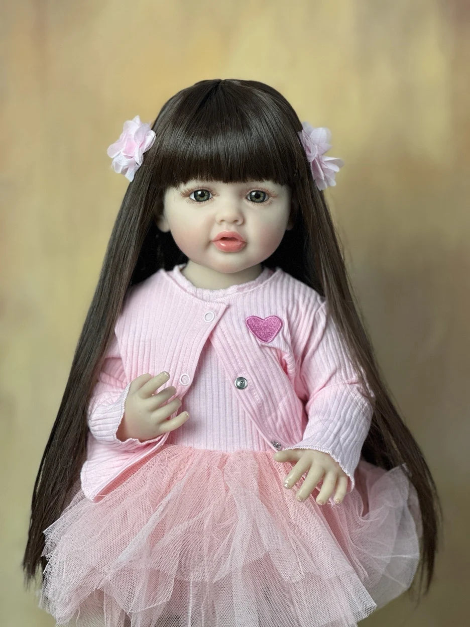 BZDOLL 55CM 22Inch Can Stand Reborn Baby Lifelike Girl Doll Full Soft Silicone Body Princess Toddler Bebe Birthday Gift-EXPROTAS