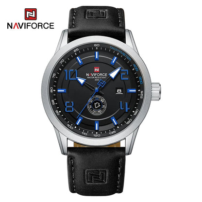 NAVIFORCE Trend Casual Wristwatch for Man Military Sports Water Resistant Leather Strap Men's Clock Quartz Calendar Male Watches-EXPROTAS