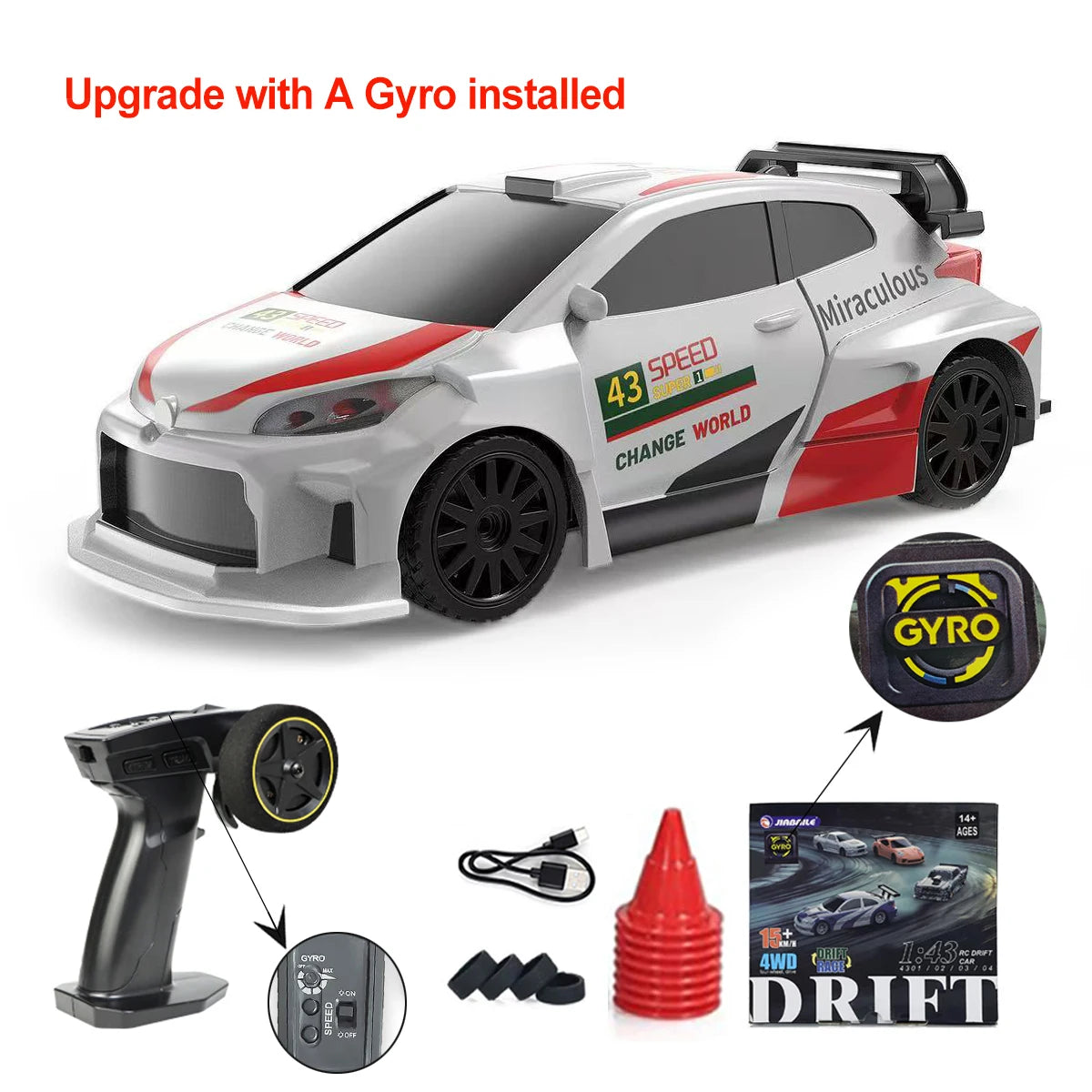 Gyro 1/43 RC Drift Car 4WD RTR High Speed Radio Control 2.4G Mini Racing
