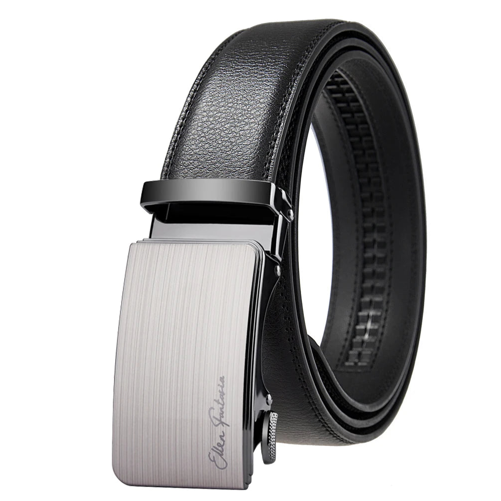 Men's Buckle Automatic Leather Belt Luxury Adjustable Business Jeans