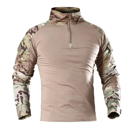 Mens Combat Military Tactical Long Sleeve Camo T-Shirt Army Shirt