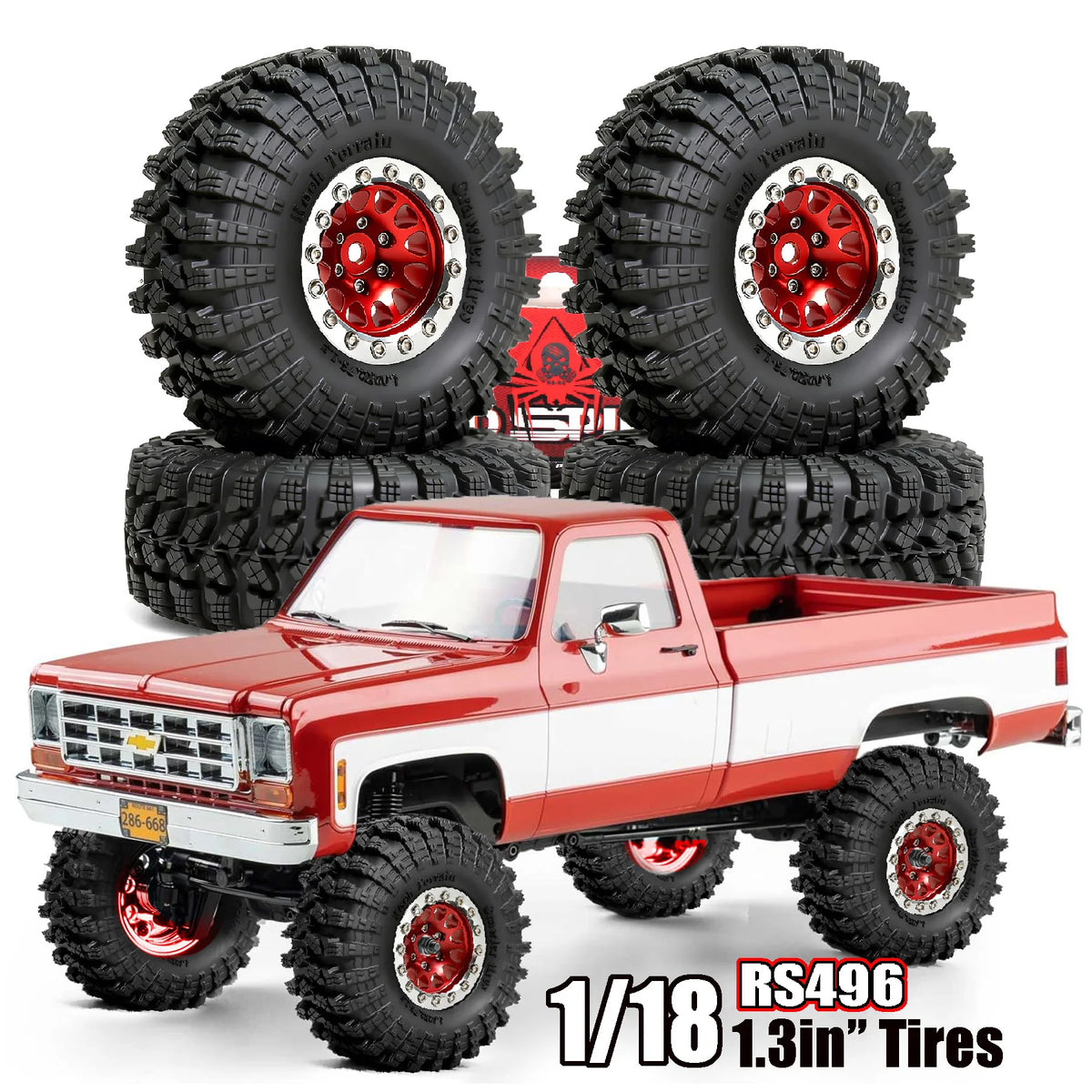 1.3 Beadlock Wheel Tires for 1/18 1/24 RC Crawler SCX24 AX24 TRX4M