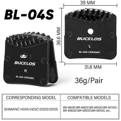 For Shimano MTB Road Hydraulic Brake Pads BUCKLOS Ceramic Disc Pads