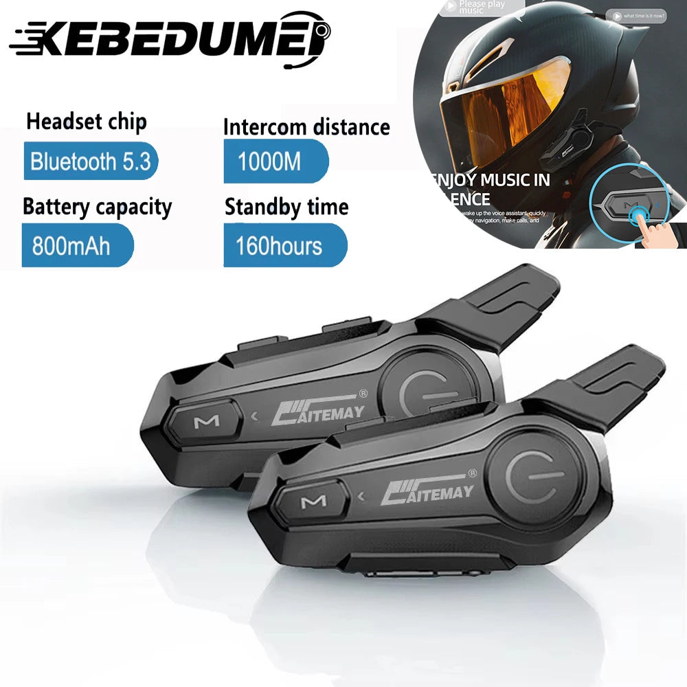 X1 Plus Motorcycle Helmet Bluetooth Intercom Headset 1000m 2-Rider Waterproof
