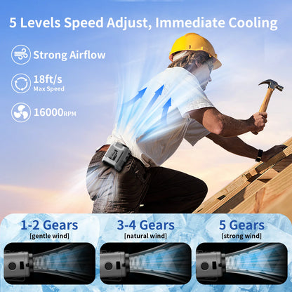 20000mAh Outdoor Portable Waist Fan Hanging Neck Fan Strong Wind with Power Bank LED Lighting for Sports Courier Outdoor Working-EXPROTAS