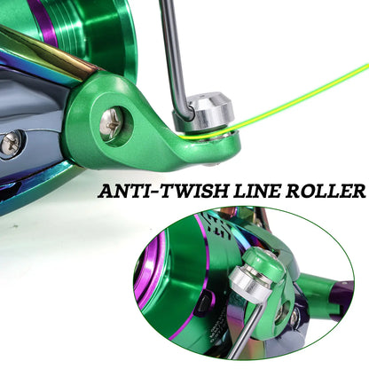 Sougayilang Spinning Fishing Reel 5.0:1 Gear Ratio 8kg Max Drag Metal Spool Foldable Double Arm Freshwater Saltwater