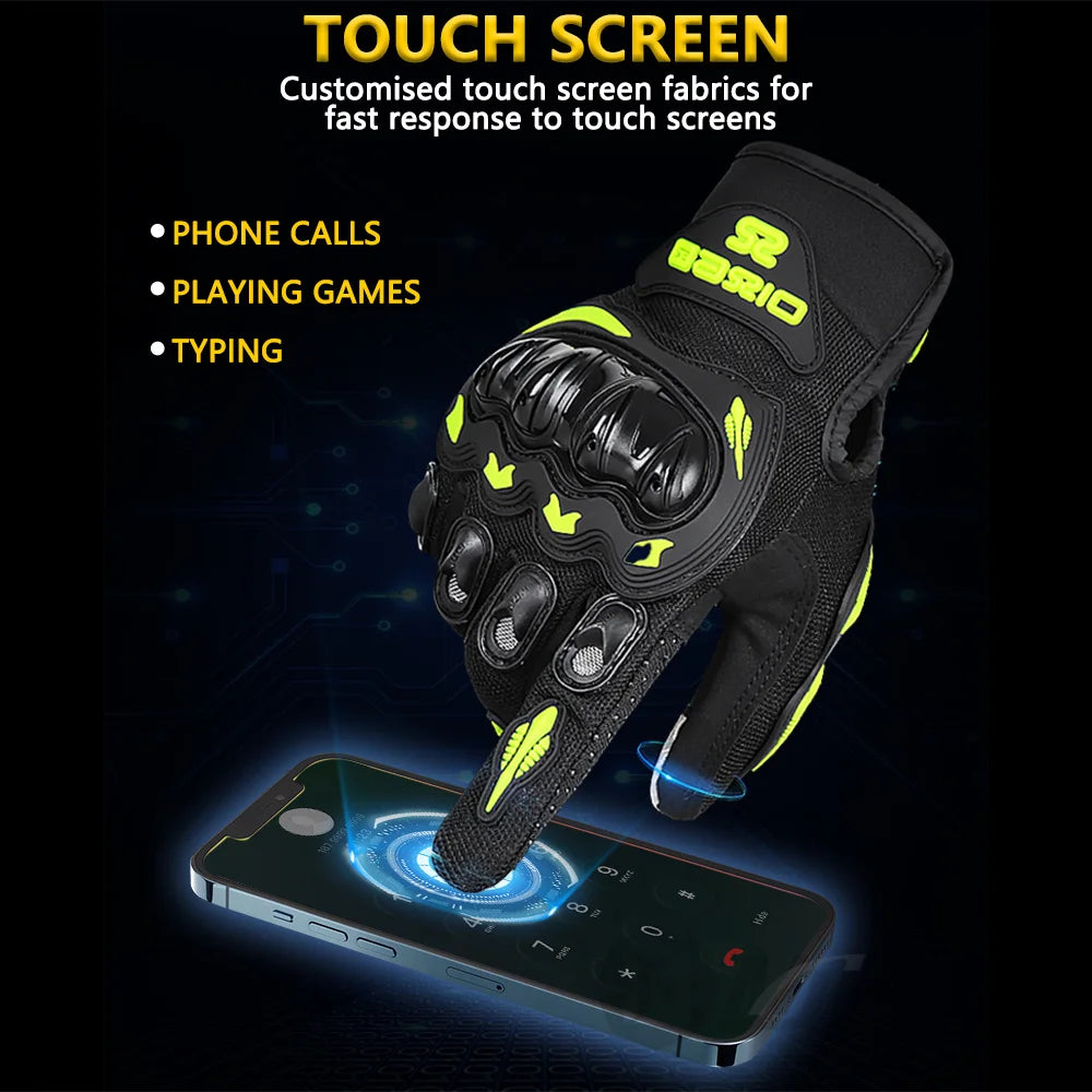 EXPROTAS Full Finger Motorcycle Gloves Non-slip Touch Screen Biker Gear