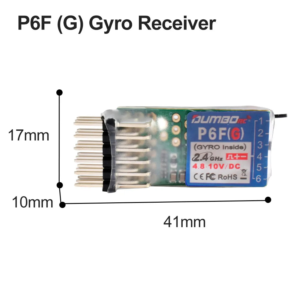 Dumborc 2.4GHz Receiver for RC Car Boat with Gyro P6DC P6F P4FM P10F