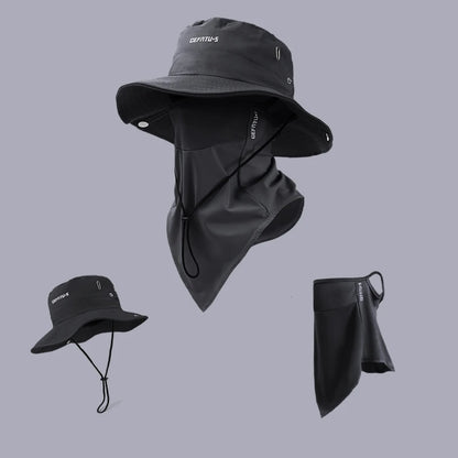 Outdoor Activities Sun Hat with Foldable Brim & Face Mask for Protection