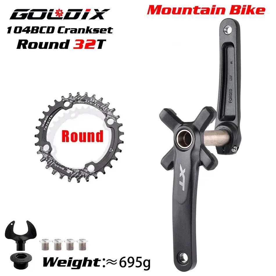 GOLDIX XT MTB Crankset 170/175mm 104BCD Wide Narrow Chainring Shimano SRAM 11–12s - EXPROTAS