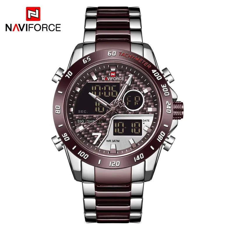 NAVIFORCE Men's Digital Sport Watch | LED Quartz Waterproof Luminous Military Style