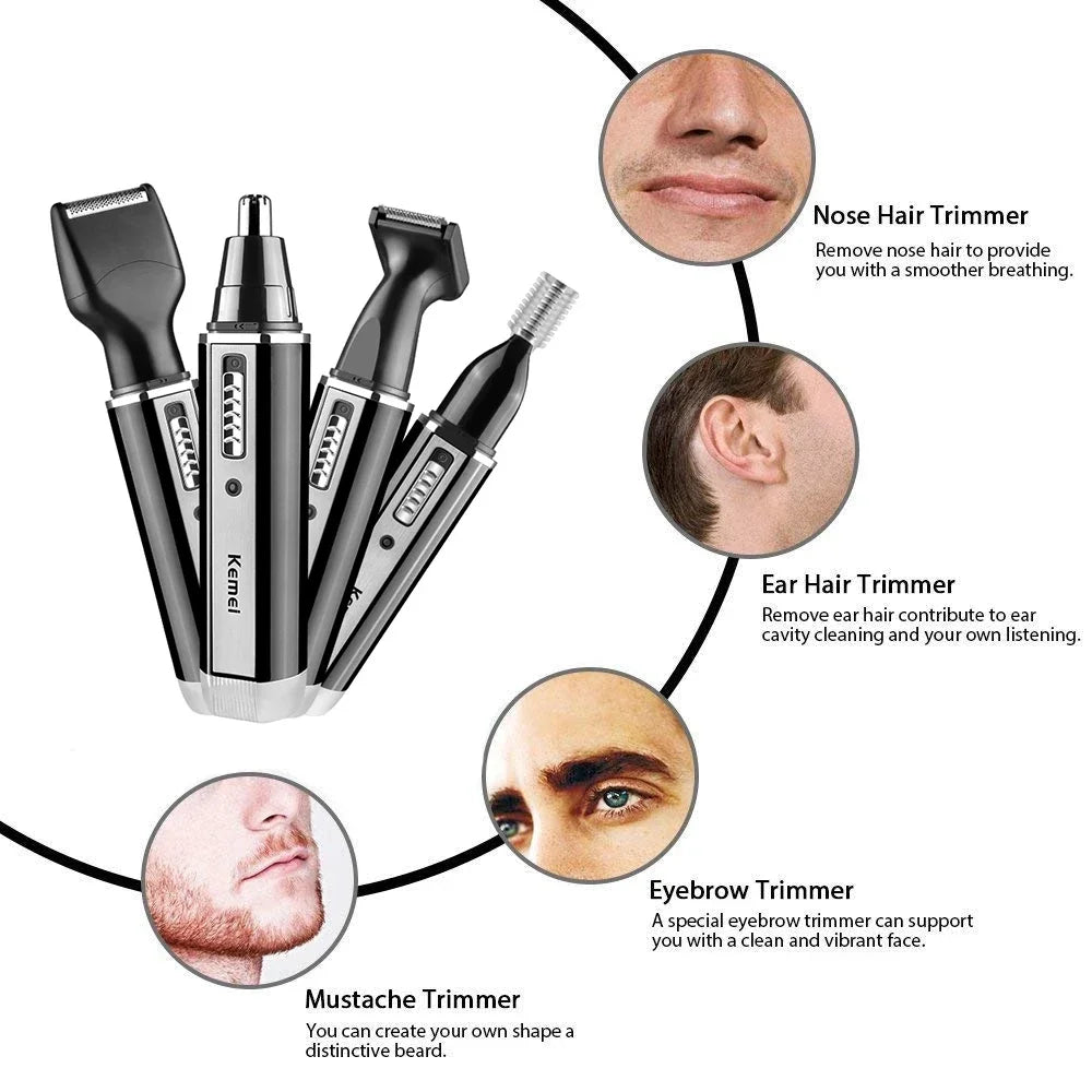Rechargeable Trimmer For Men - Nose Ear Hair Eyebrow Clippers Grooming Set