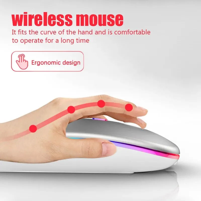 RGB Wireless Bluetooth Mouse 3600DPI LED Rechargeable for PC Laptop Gamer