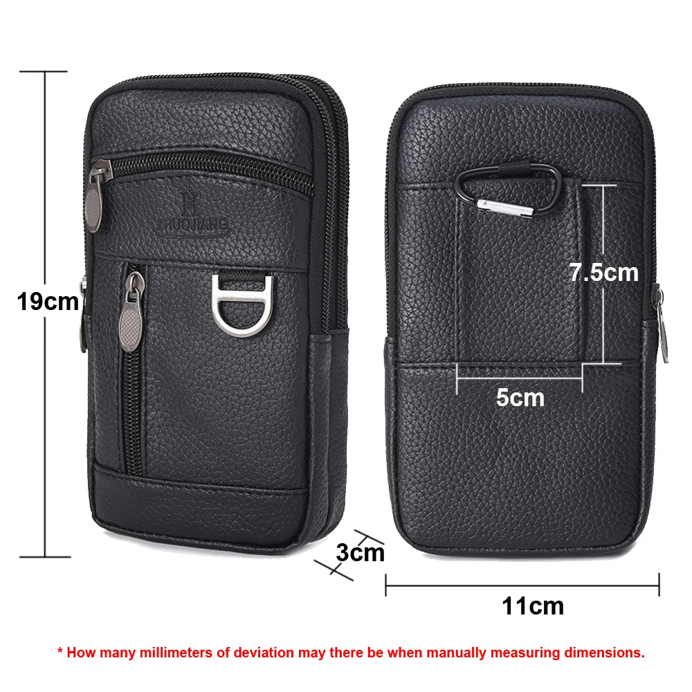 Men's Mobile Phone Bag Waist Pouch Leather Outdoor Belt Case