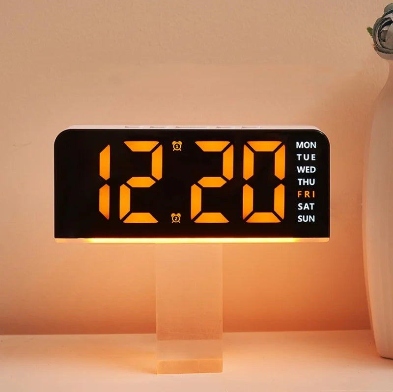 Mood Light Digital Alarm Clock USB LED Snooze Temperature Display 12/24H