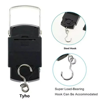 50kg/10g Portable LCD Hanging Scale w/ 100cm Tape for Travel & Luggage
