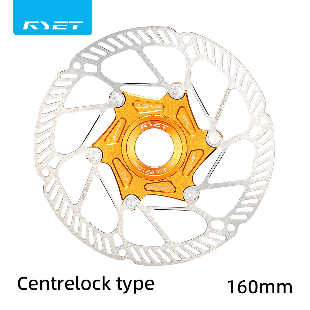 RYET Ultralight Floating Disc Rotor 140/160mm 6-Bolt Center Lock for MTB Road Bike