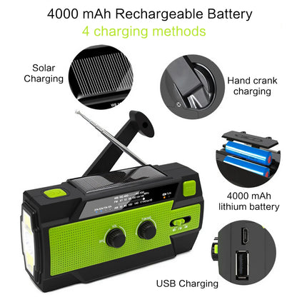 USB Charger Solar Hand Crank Radio Emergency Portable AM/FM Torch