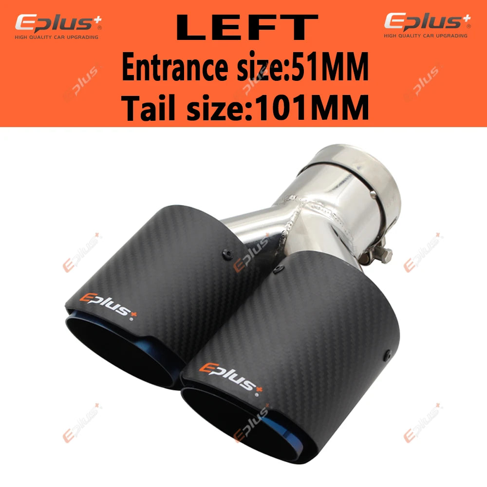 EPLUS Car Carbon Fiber Matte Muffler Tip Y Shape Double Exit Exhaust Pipe Mufflers Nozzle Decoration Universal Stainless Blue-EXPROTAS