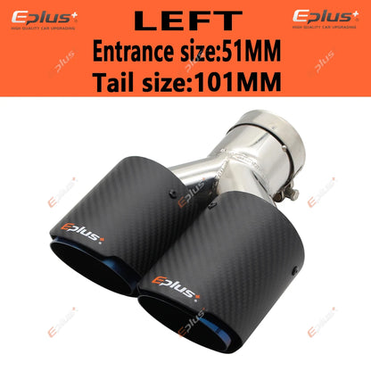 EPLUS Car Carbon Fiber Matte Muffler Tip Y Shape Double Exit Exhaust Pipe Mufflers Nozzle Decoration Universal Stainless Blue-EXPROTAS