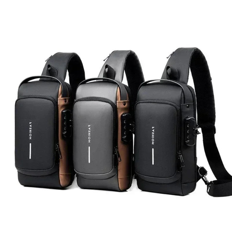 Men's Anti-Theft Chest Bag Crossbody Sling Pack with USB Charging