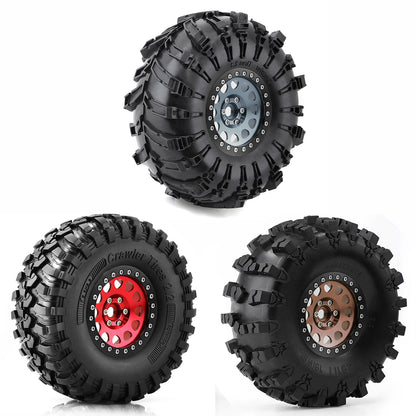 4pcs 2.2 Beadlock Wheels & Rubber Tires Set for 1/10 RC Crawler TRX4 SCX10 D90