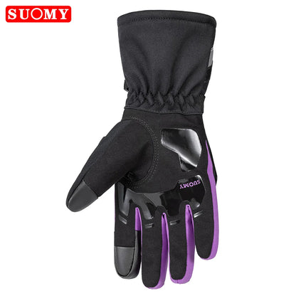 SUOMY Winter Motorcycle Gloves Waterproof Warm Pink Purple Riding Gloves for Women
