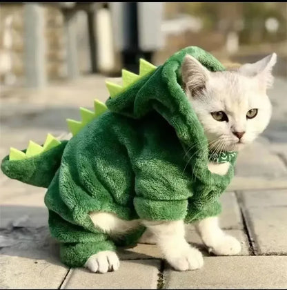 Pet Cat Dog Dinosaur Costume Hoodie Halloween Clothes for Small Dogs