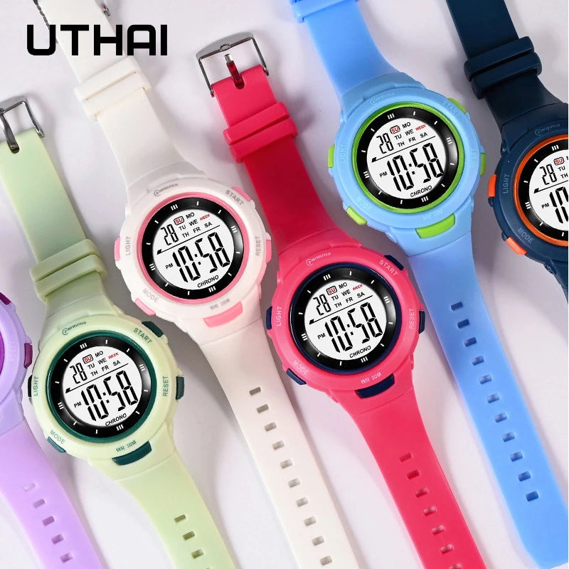 UTHAI CE49 Kids Smart Watch Luminous Waterproof Alarm Student Electronic Gift