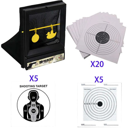 BB & Nerf Soft Bullet Trap Target w/ Spinner + Paper Targets Indoor Use