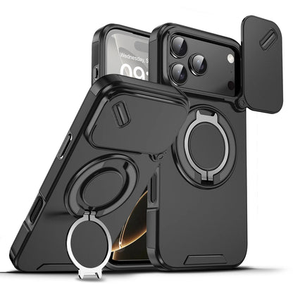 iPhone 11-17 Air Pro Max MagSafe Ring Stand Case Slide Camera Cover