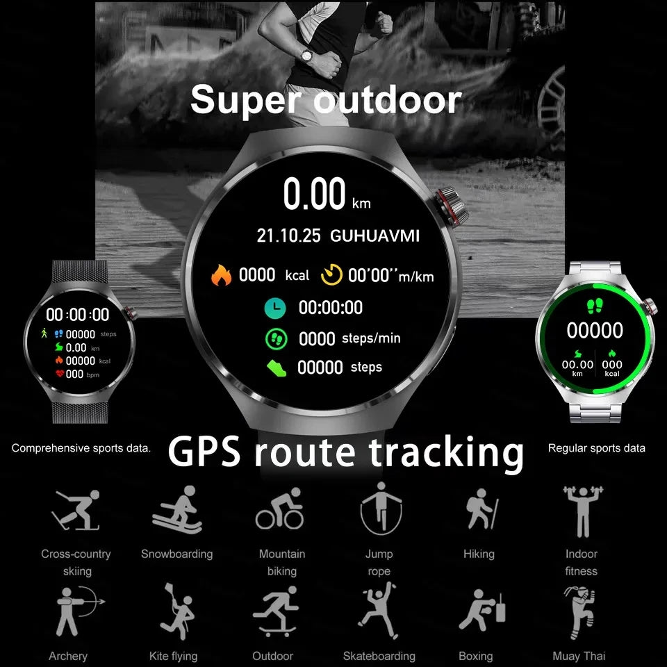 For HUAWEI GT4 Pro GPS NFC Smart Watch Men 360*360 AMOLED Screen Heart rate Bluetooth Call IP68 Waterproof Man Smartwatch 2024-EXPROTAS