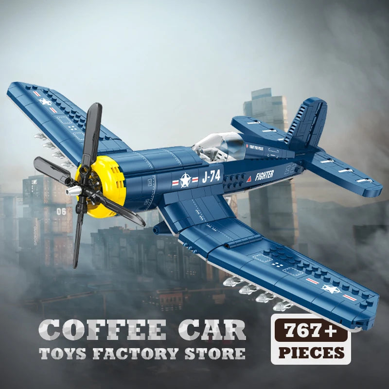 Military Fighter Jet MOC Building Blocks 3D Warplane Model Creative Kids Boys Gift DIY