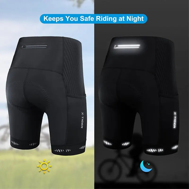X-TIGER Men Cycling Shorts with Back Pocket 5D Gel Padded Bike Shorts for Men Mountain Road Biking Riding Half Pants Tights-EXPROTAS
