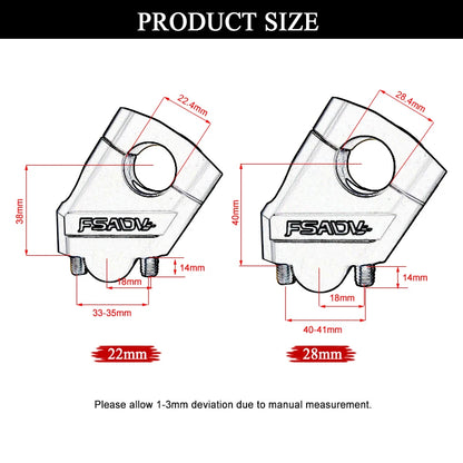 Motorcycle Riser Bar Mount 28mm 22mm Handle Clamp for Honda BMW YAMAHA Suzuki