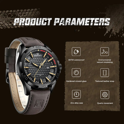 NAVIFORCE Men Casual Sport Military Quartz Calendar Wrist Watch for Man Business Leather Waterproof Male Clock Relogio Masculino-EXPROTAS