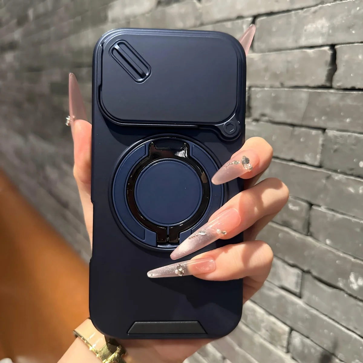iPhone 11-17 Air Pro Max MagSafe Ring Stand Case Slide Camera Cover