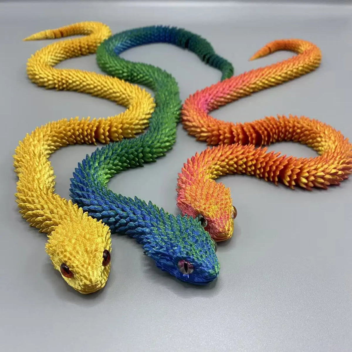 60cm 3D Printed Viper Decoration Glowing Movable Joint Animal Model Toy