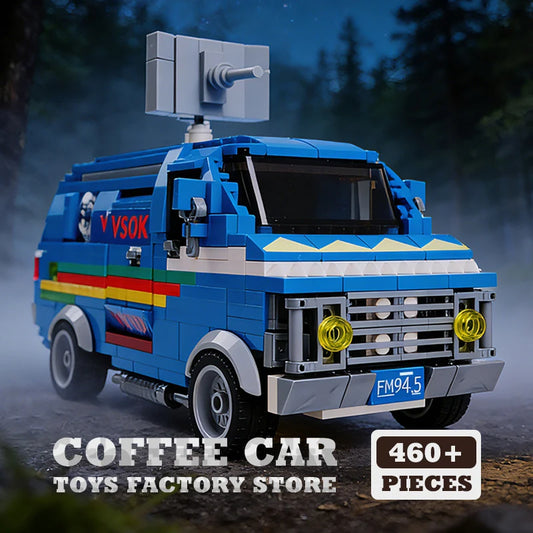 Mystery Town Sci-Fi Retro Van Building Blocks MOC City Street Vehicle Toy Set