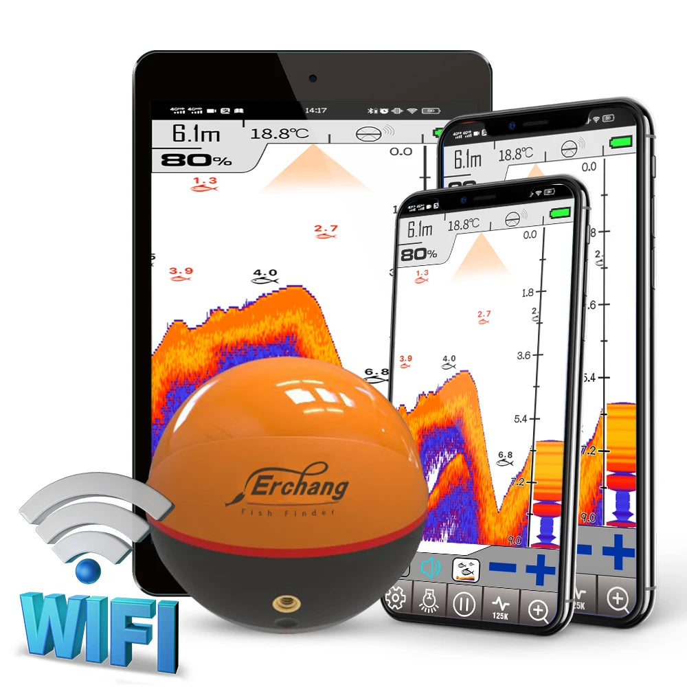 Wireless Fish Finder 100M Wifi Echo Sounder for Lake Sea Fishing